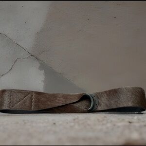 NIC + ZOE Belt Womens Medium Brown Calf Hair Leather Stretch D Ring Closure NEW